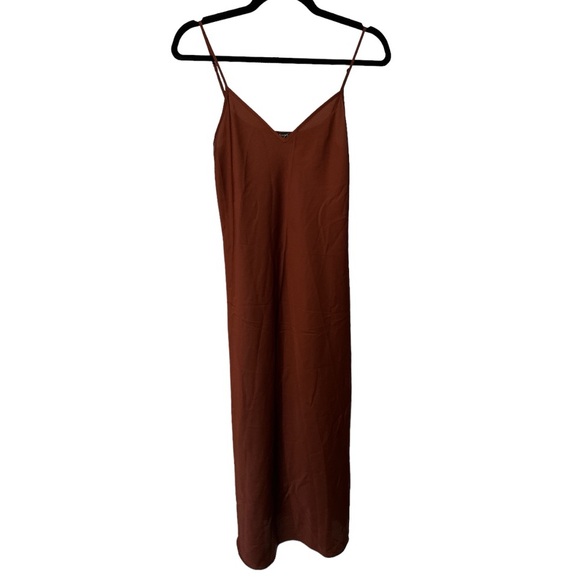 NWT All Saints Herald Satin Slip Dress in Rosewood Red / Rust - Picture 7 of 7